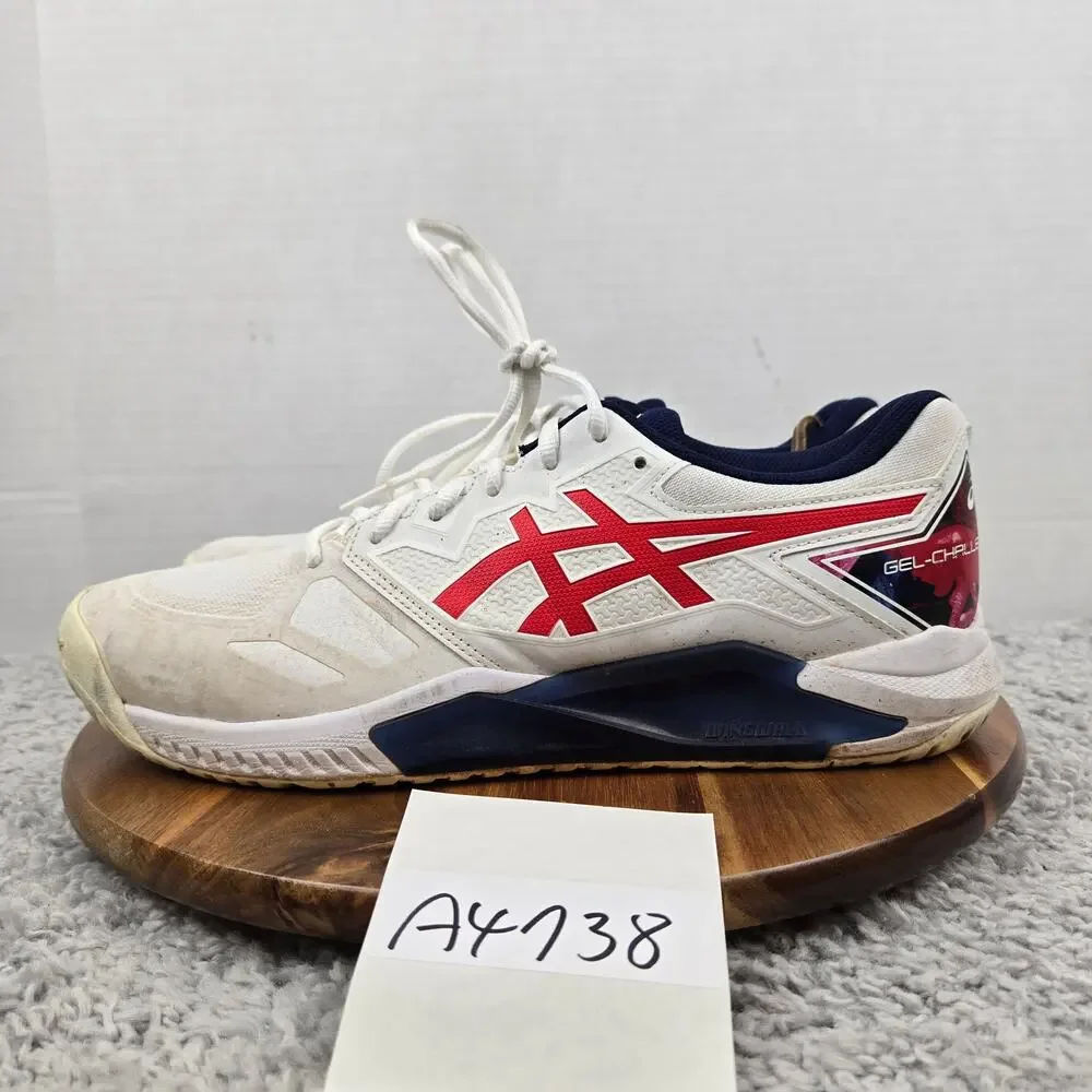 Asics Mens 10.5 Gel-Challenger 13 LE White Classic Red Tennis Racquet Trainer